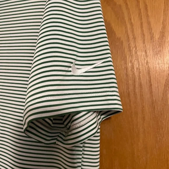 Nike Golf Dri-Fit Men's Striped Polo Shirt - Green and White Medium - Picture 3 of 7
